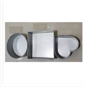 Picture of Aluminium 3 pcs 3 shape Square/ Heart/ Round Shape Cake Mold/ Pudding Mold Full Set -Silver