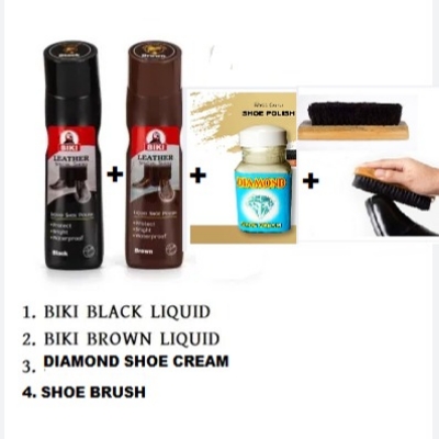 Picture of Combo of biki black biki brown diamond shoe cream and shoe brush
