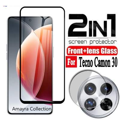 Picture of 2in1 Protector Combo Pack for Tecno Camon 30 (5d Full Screen Protector Glass + Camera Lens Protector)