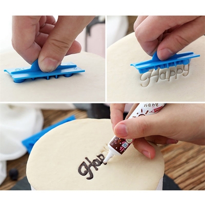 Picture of 6pcs/set Plastic Letters Mold Happy Birthday Best Wishes Baking Molds Decoration BDM -Multicolor