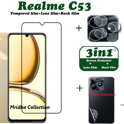 Picture of 3in1 Protector Combo Pack for Realme C53 (RMX3760) (5d Full Screen Protector Glass+Back Hydrogel Protector Poly+Camera Lens Protector)