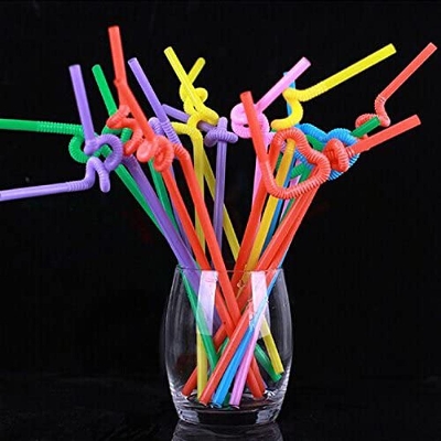 Picture of Flexible Plastic Drinking Straws, 10 Inches Extra Long Colorful- 100 pcs -Multicolor
