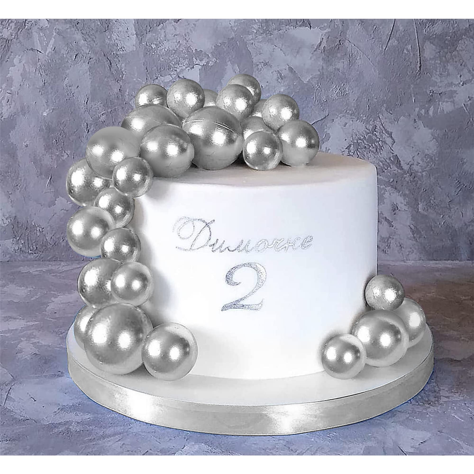 Picture of 5 + 5 Golden + silver Topper Ball Cake Happy Birthday Party Baby Shower Cake Decoration Cake Flag Wedding Christmas Ball Decoration Supplies