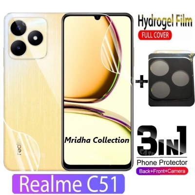 Picture of 3in1 Protector Combo Pack for Realme C51 (RMX3830) (Front Hydrogel Screen Protector Poly+Back Hydrogel Poly Protector+9h Camera Lens Protector)