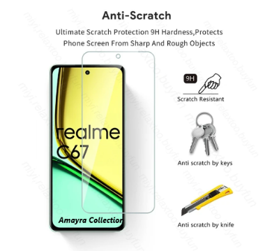 Picture of Realme C67 4G (RMX3890) Screen Protector 3D Tempered Clear Screen protector Premium Product Gorilla Glass Transparent Clear Ultra Thin - Durable & Scratch Resistant - Easy to Install