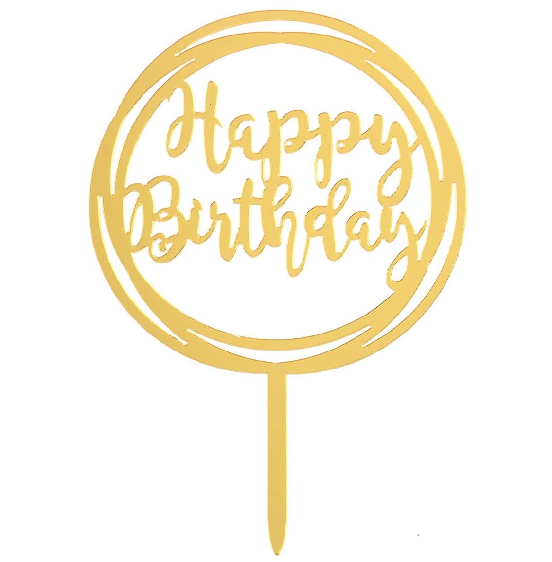 Picture of Happy Birthday Gold Cake Topper Random Design 1 piece -Golden