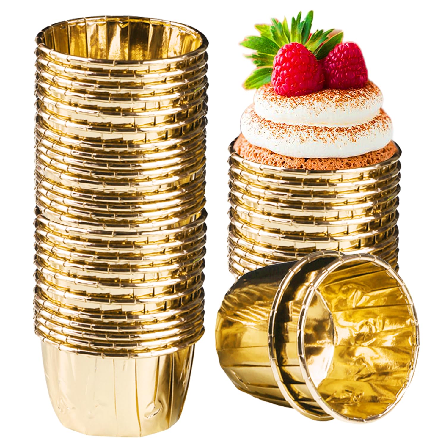 Picture of 10 Golden + 10 Silver  Muffin cups,  Aluminum foil, cupcake baking cups made of metal foil for muffins and cupcakes