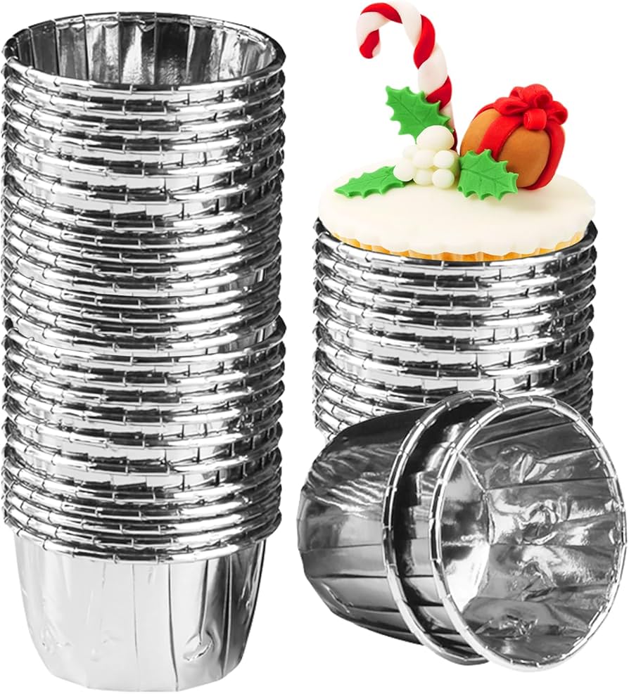 Picture of 10 Golden + 10 Silver  Muffin cups,  Aluminum foil, cupcake baking cups made of metal foil for muffins and cupcakes