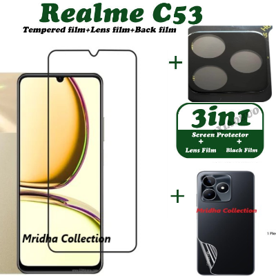 Picture of 3in1 Protector Combo Pack for Realme C53 (RMX3760) (5d Full Screen Protector Glass+Back Hydrogel Protector Poly+9h Camera Lens Protector)