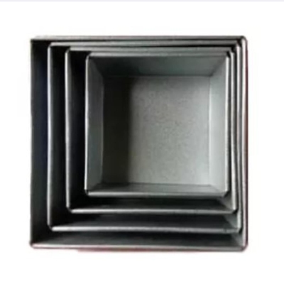 Picture of 4Pcs Square Shape Cake Mold, Aluminum Round cake mold 4pis set, Make Cake, Pudding And More, Oven Proof Cake Pan Set. 5/6/7/8 Inches -Silver