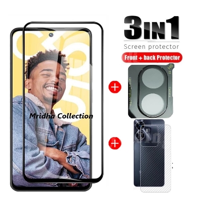 Picture of 3in1 Protector Combo Pack for Realme C55 (RMX3710) (Rinboo Full Screen Protector Glass+Back Hydrogel Protector Poly+9h Camera Lens Protector)