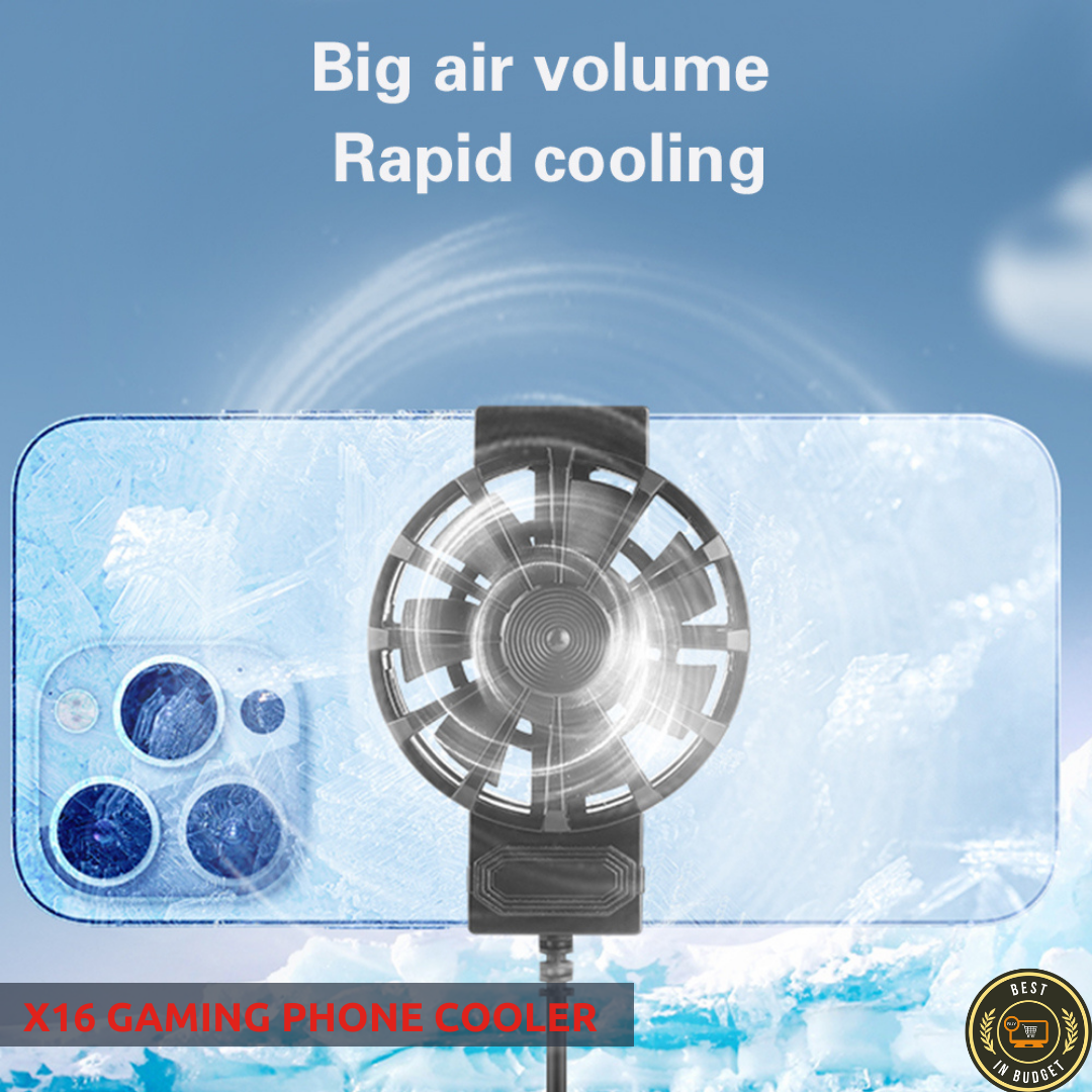 Picture of X16 Mobile Cooler For Gaming Universal Size Mini Cooling Fan for All Gaming Phone -Black