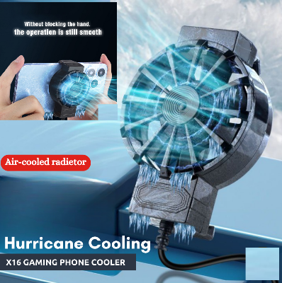 Picture of X16 Super Mobile Cooler For Gaming Universal For All  phone Size Mini Cooling Fan for All Gaming and video watching -Black