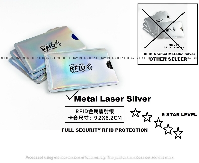 Picture of Anti RFID Aluminium 3 Pieces  Card Holders Metal Leaser Silver , NFC Blocking Reader Lock ID Bank Card Holders, Case Protection Metal Credit Card Case -Silver