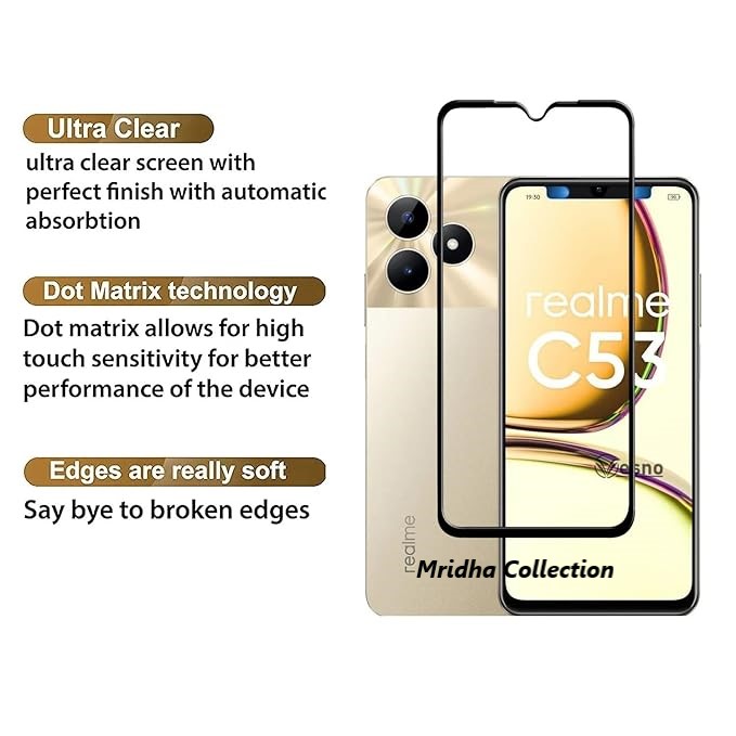 Picture of Realme C53 (RMX3760) (5D 9D 11D 13D 21D) Screen Protector Tempered Glass Film 9H Hardness Full Coverage No Bubbles and Fingerprint Scratch-Resistant