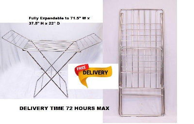 Picture of Home Intelligence 3 Tyre Dry Rack Dryer Folding Cloth  - Cloth Rack - Upscaled Quality S.K.B DCH -202A Full SS Stainless Steel -Silver