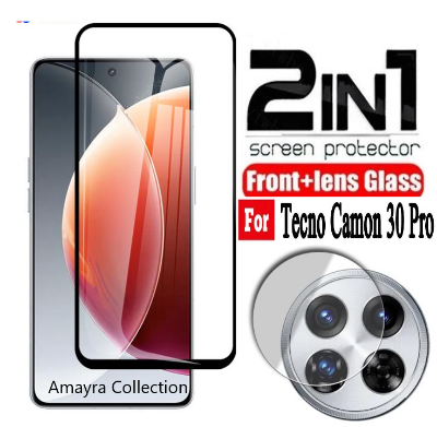 Picture of 2in1 Protector Combo Pack for Tecno Camon 30 Pro (5d Full Screen Protector Glass + Camera Lens Protector)