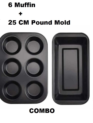 Picture of Combo 6 Muffin non stick And 25 Cm pound mold non stick -Black