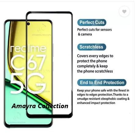 Picture of Realme C67 4G (RMX3890) Premium Full Coverage Glass Protector Tempered Glass Screen Protector 9H Hardness Full Coverage