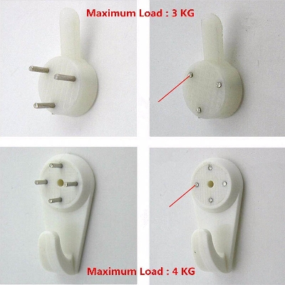 Picture of 5  pcs  White Plastic Invisible Wall Mount Photo Picture Frame Nail Hook Hanger 30mm -White