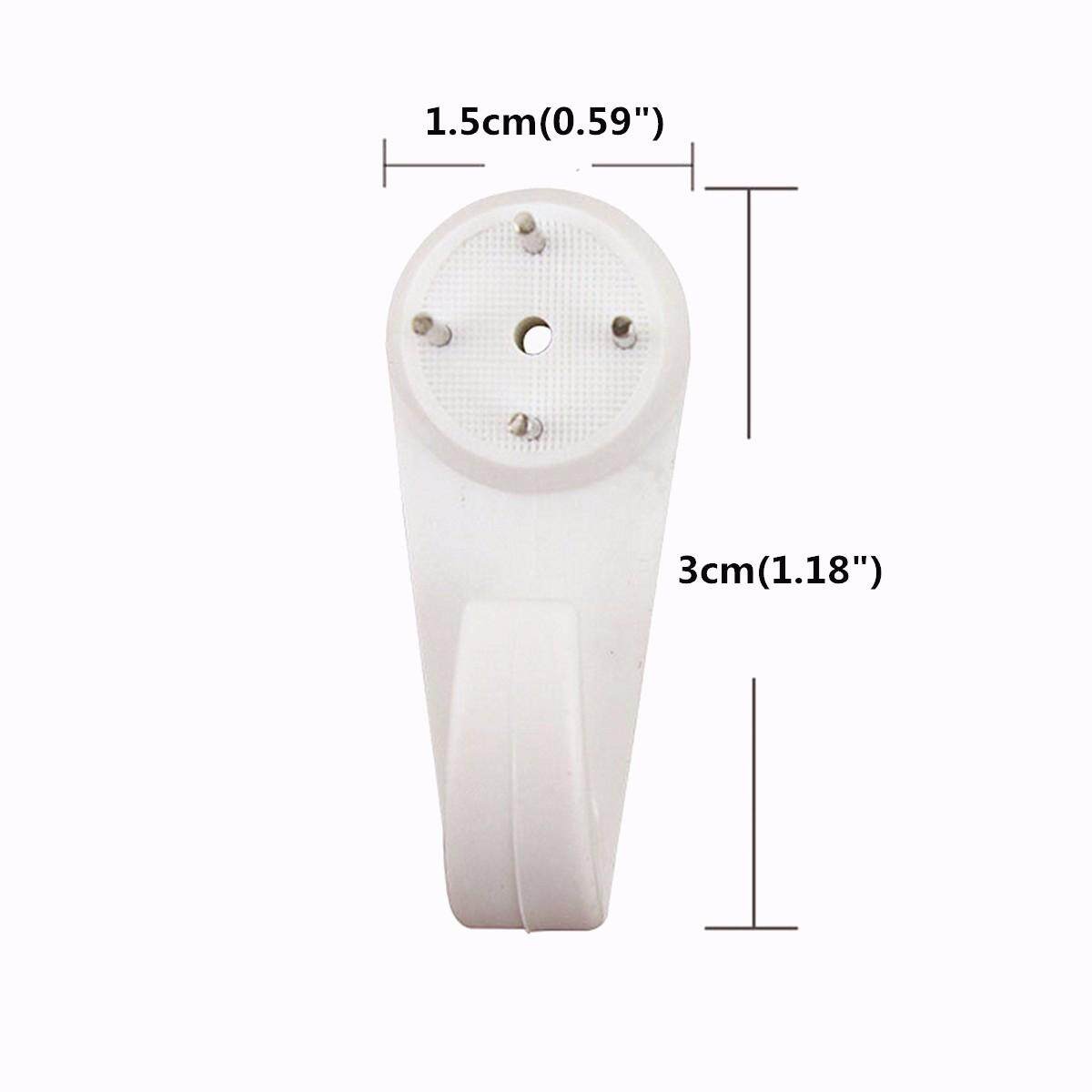 Picture of 10 pcs 5 Big + 5 Small White Plastic Invisible Wall Mount Photo Picture Frame Nail Hook Hanger 30mm -White
