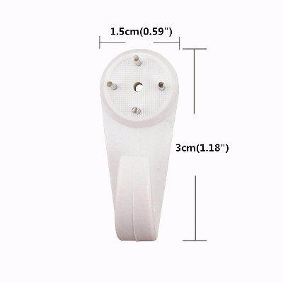 Picture of 10 pcs 5 Big + 5 Small White Plastic Invisible Wall Mount Photo Picture Frame Nail Hook Hanger 30mm -White