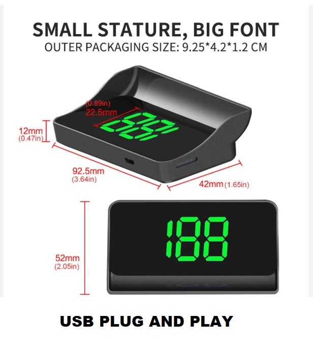 Picture of Digital G-P-S Speedometer HUD Projector: Large Font LED Display, Car Windshield KMH Detector, Smart Head Up Display