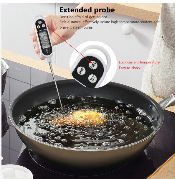 Picture of Food Thermometer Digital  Kitchen BBQ Meat Water Oil Cooking Electronic Probe Food Oven Digital Thermometer -Multicolor