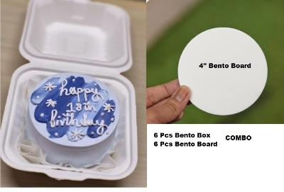 Picture of Bento board And box Combo  6 pcs bento board  & 6 pcs bento box -White