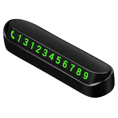 Picture of Luminous Car Temporary Parking Plates Auto Parking Stickers Decoration Car Accessories  Creative Phone Number Hidden Stop Sign Card Plate Car Styling -Black