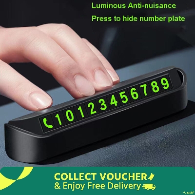 Picture of Luminous Car Temporary Parking Plates Auto Parking Stickers Decoration Creative Car Accessories Phone Number Hidden Stop Sign Card Plate Car Styling -Black