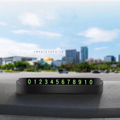 Picture of Luminous Car Temporary Parking Plates Auto Parking Stickers Decoration Creative Car Accessories Phone Number Hidden Stop Sign Card Plate Car Styling -Black