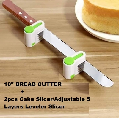 Picture of 10" Bread Cutter With 2 Pieces Cake leveler Slicer 5 step adjustable system -Multicolor