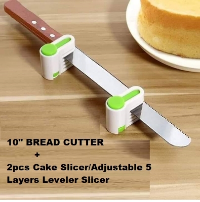 Picture of 10" Bread Cutter With 2 Pieces Cake leveler Slicer 5 step adjustable system -Multicolor