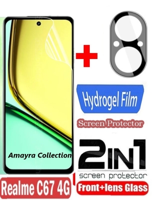 Picture of 2in1 Protector Combo Pack for Realme Realme C67 4G (RMX3890) (Front Hydrogel Screen Protector Poly+9h Camera Lens Protector)