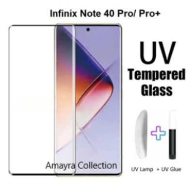 Picture of Infinix Note 40 Pro 5G (A+ GRADE) Premium UV Tempered Glass Screen Protector Curved with Liquid Glue and UV Light -Transparent Clear