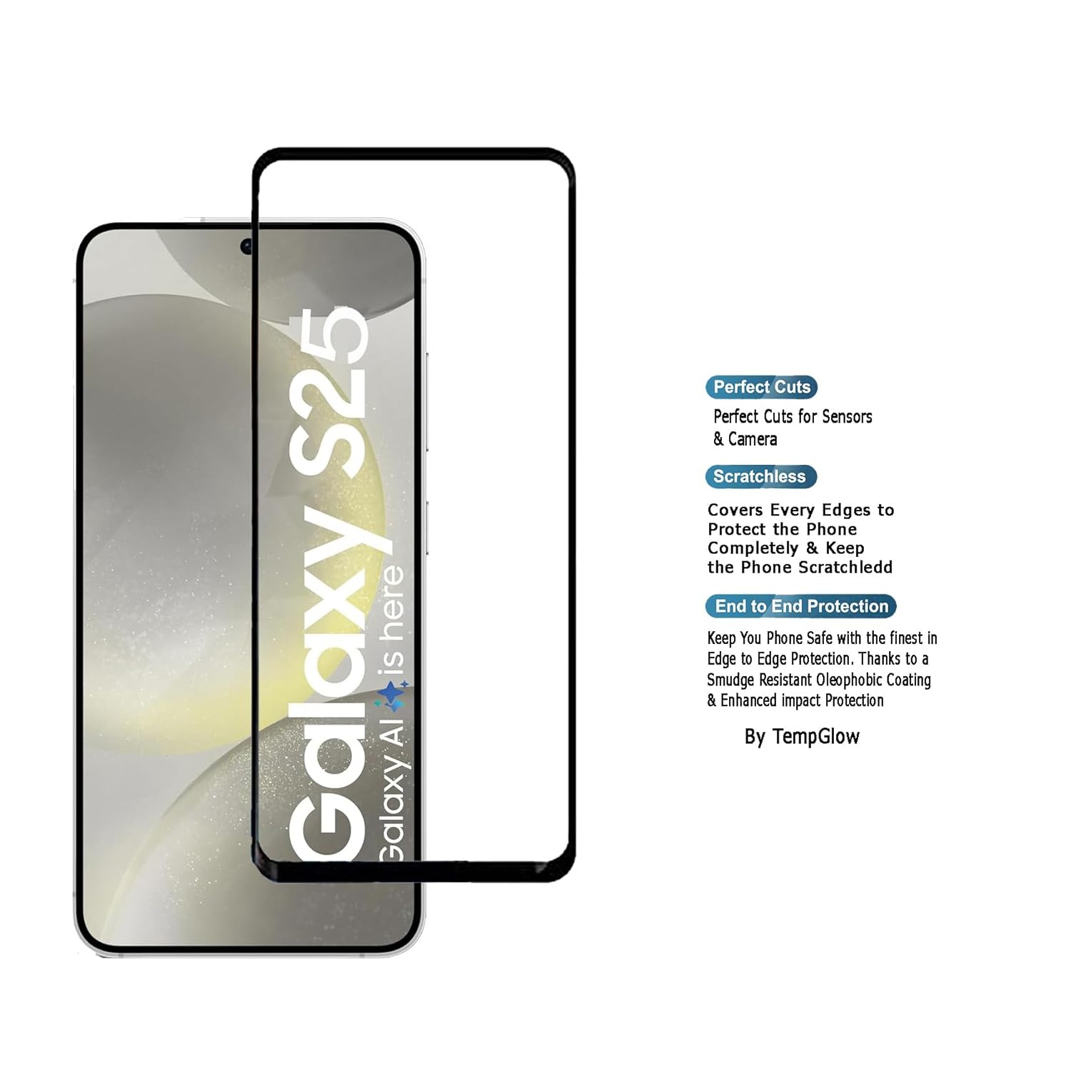 Picture of Samsung Galaxy S25 5G (5D 9D 11D 13D 21D) Screen Protector Tempered Glass Film 9H Hardness Full Coverage No Bubbles and Fingerprint Scratch-Resistant