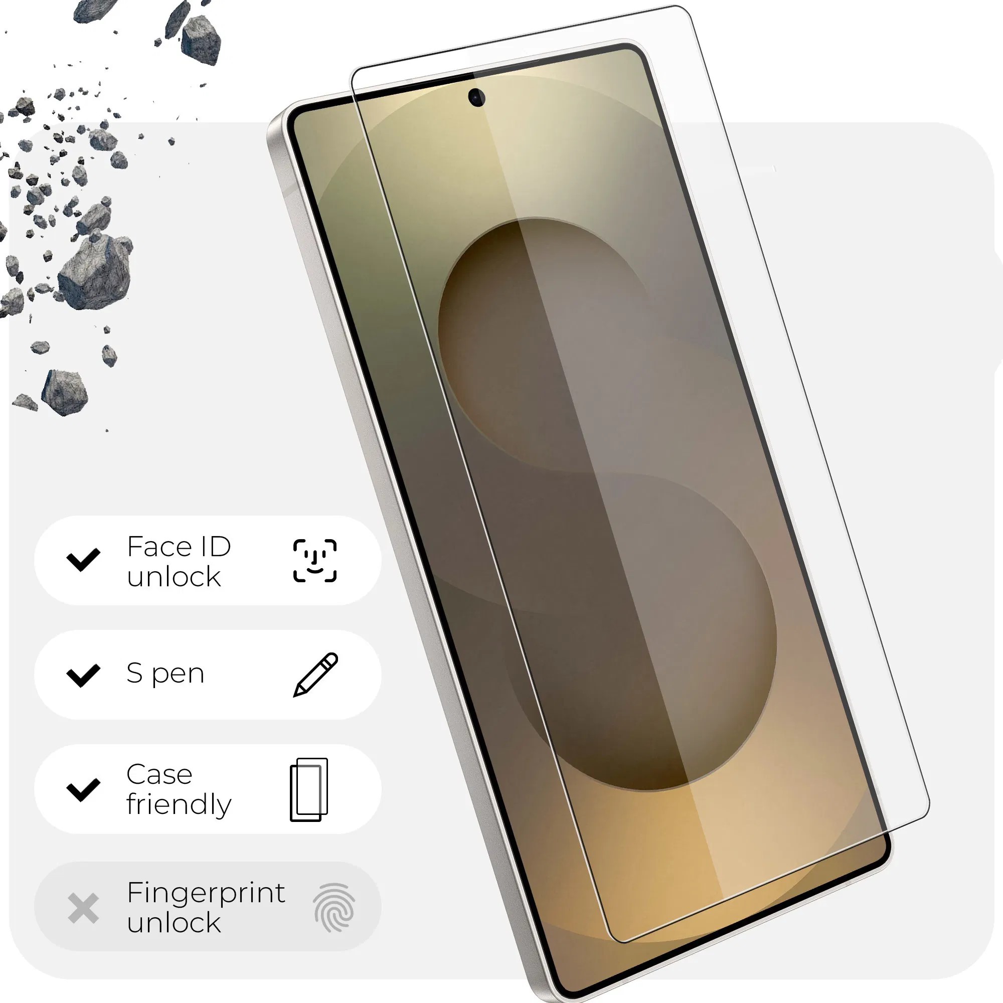 Picture of 3in1 Protector Combo Pack for Samsung Galaxy S25 Ultra 5G (Global) (Premium Full Screen Protector Glass + Back Hydrogel Protector Poly + 3D Camera Lens Protector)