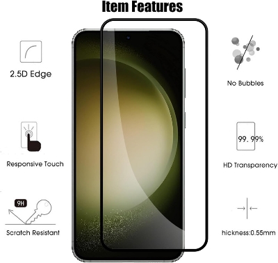 Picture of Samsung Galaxy S25+ 5G / Samsung Galaxy S25 Plus 5G (5D 9D 11D 13D 21D) Screen Protector Tempered Glass Film 9H Hardness Full Coverage No Bubbles and Fingerprint Scratch-Resistant