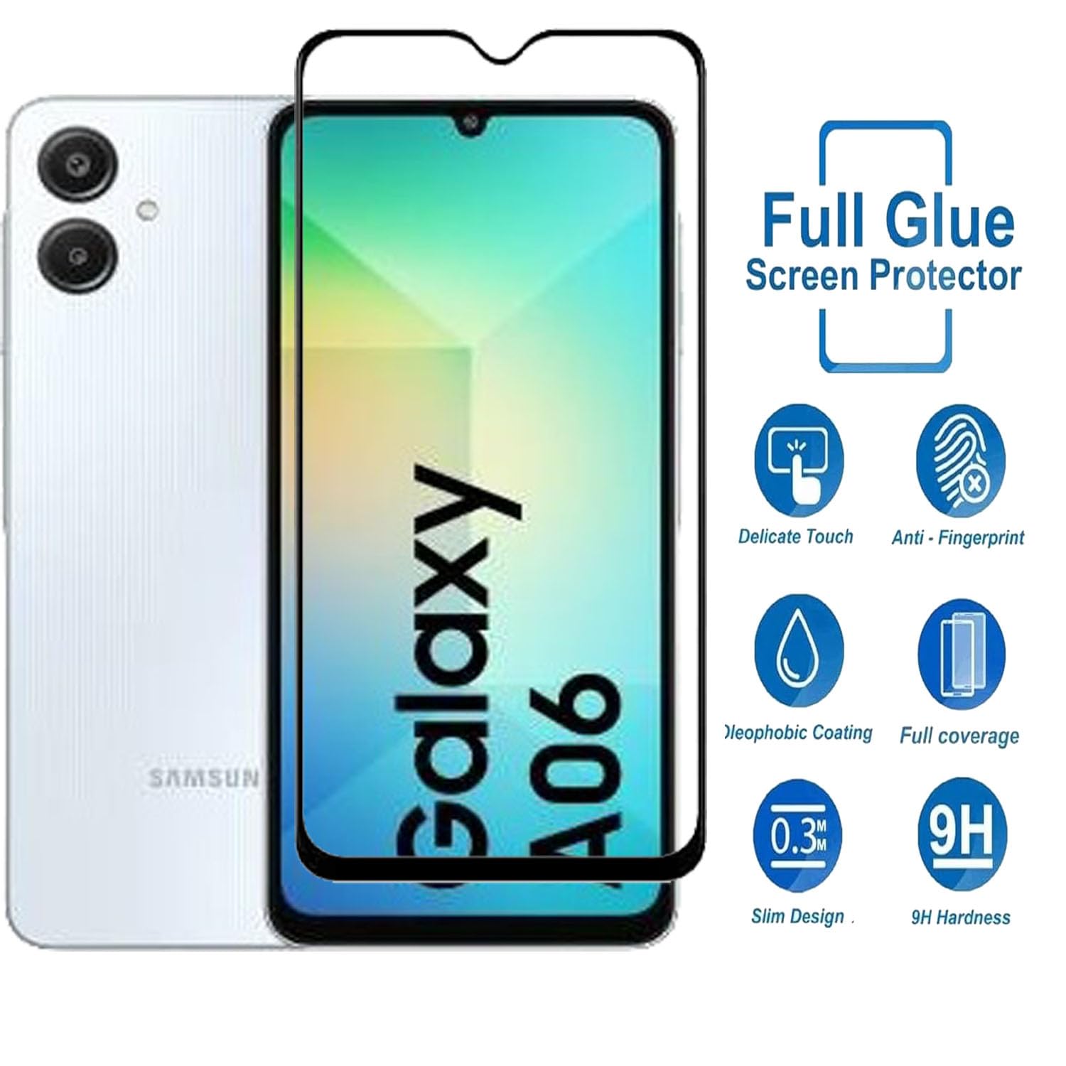 Picture of 3in1 Protector Combo Pack for Samsung Galaxy A06 (Premium Full Screen Protector Glass + Back Hydrogel Protector Poly + Camera Lens Protector)