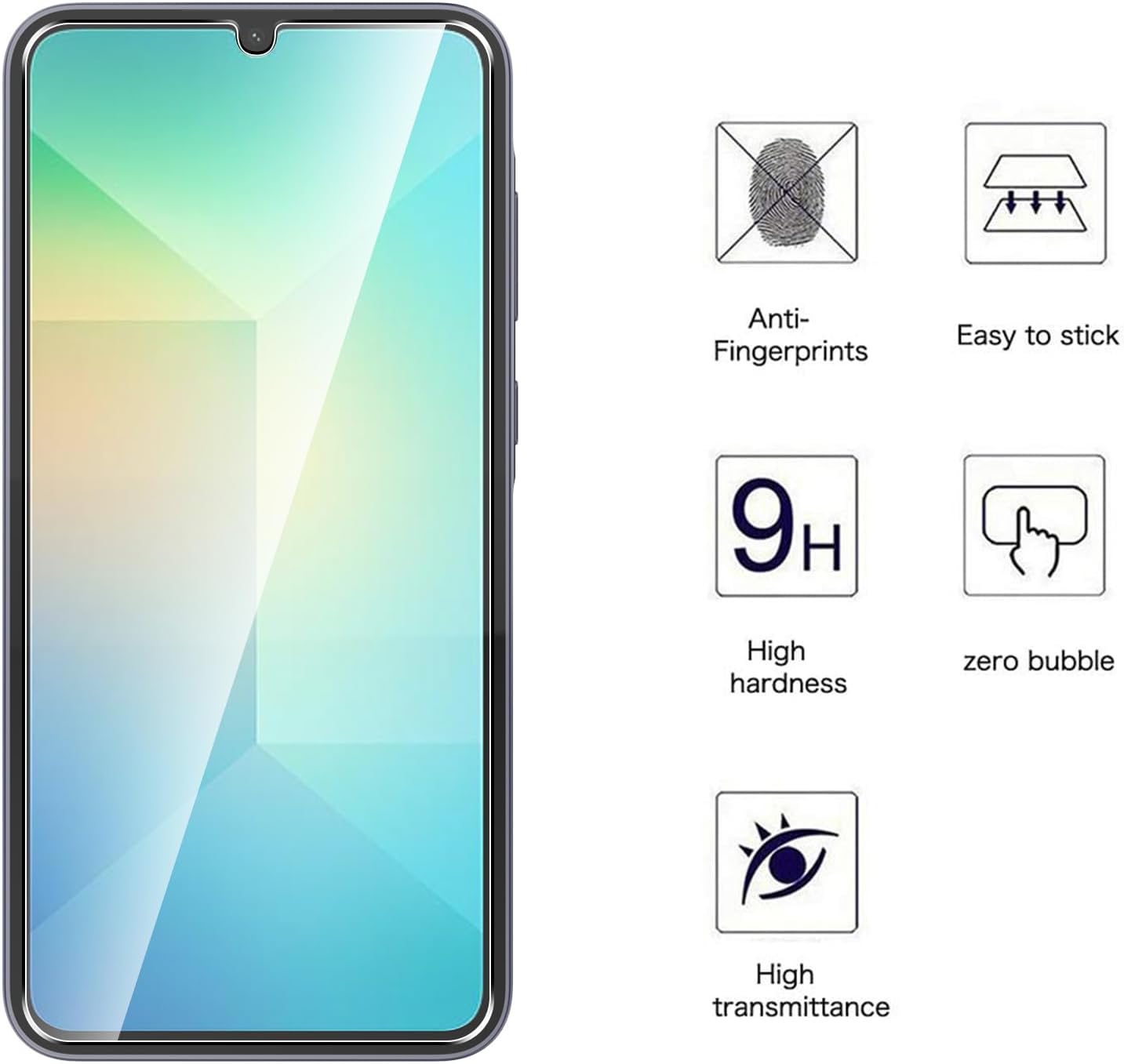 Picture of Samsung Galaxy A06 Screen Protector 3D Tempered Clear Screen protector Gorilla Glass Transparent Clear Ultra Thin