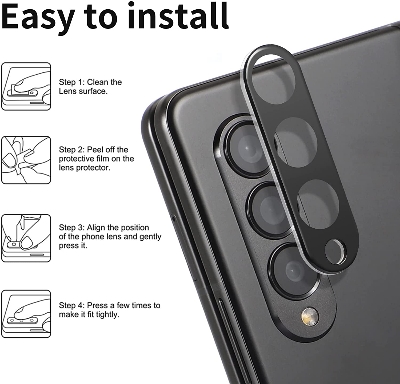 Picture of Samsung Galaxy Z Fold 5 5G / Samsung Galaxy Z Fold5 5G Back 9H Full Camera Lens Protector Rear 9H 3D Camera Lens Protector,Upgraded HD,Clear Scratch Resistant [With Photo Friendly Flash Cut]