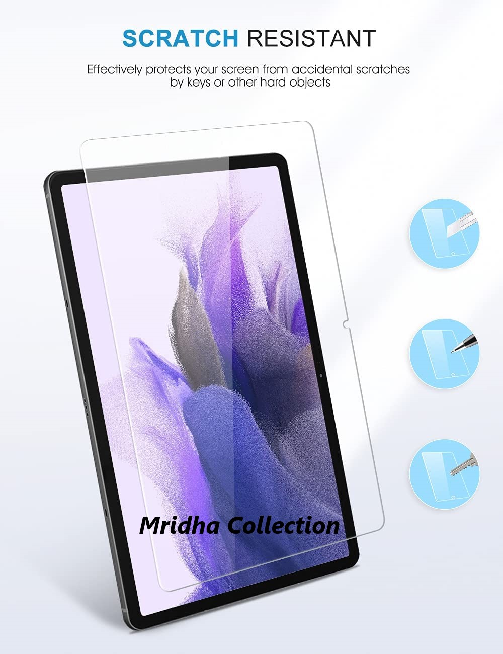Picture of Samsung Galaxy Tab S7 FE 12.4 inches SM-T730, SM-T736B Clear Transparent Tempered Glass Film Screen Protector