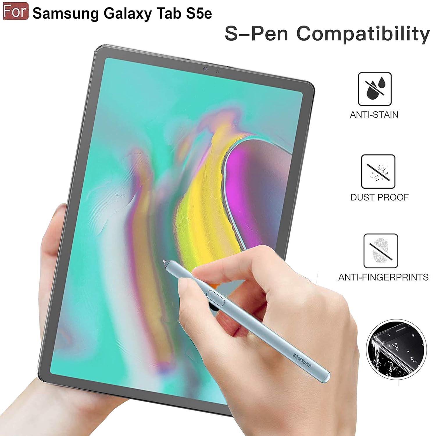 Picture of Samsung Galaxy Tab S5e 10.5 inches Clear Transparent Tempered Glass Film Screen Protector SM-T725, SM-T720