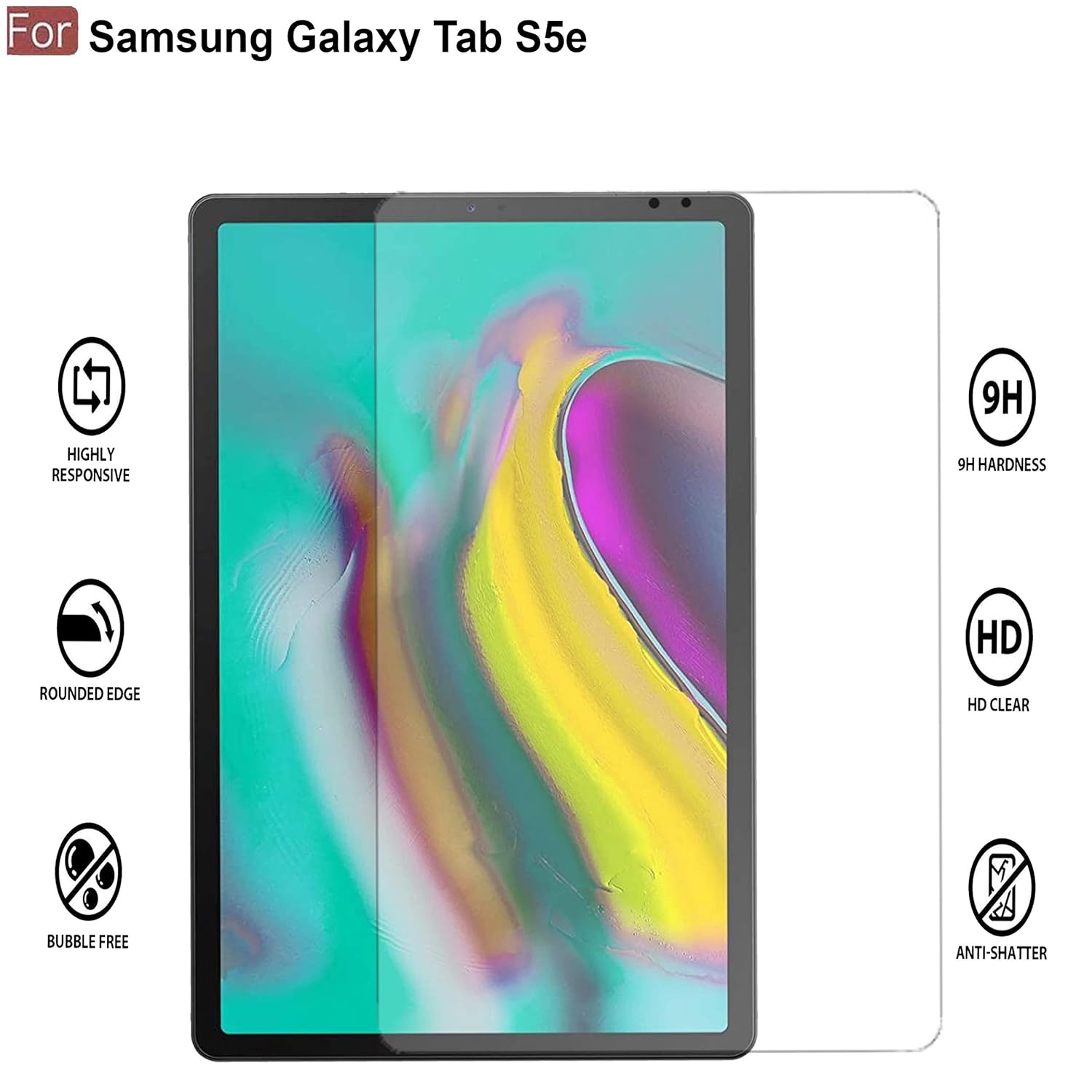 Picture of Samsung Galaxy Tab S5e 10.5 inches Clear Transparent Tempered Glass Film Screen Protector SM-T725, SM-T720