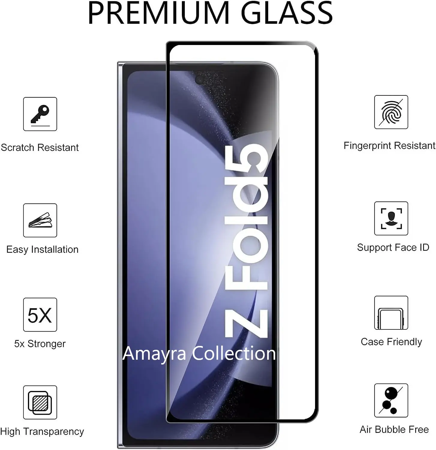 Picture of Samsung Galaxy Z Fold 5 5G / Samsung Galaxy Z Fold5 5G Tempered Glass Front Screen Protector Premium Screen Guard Protector,9H Hardness