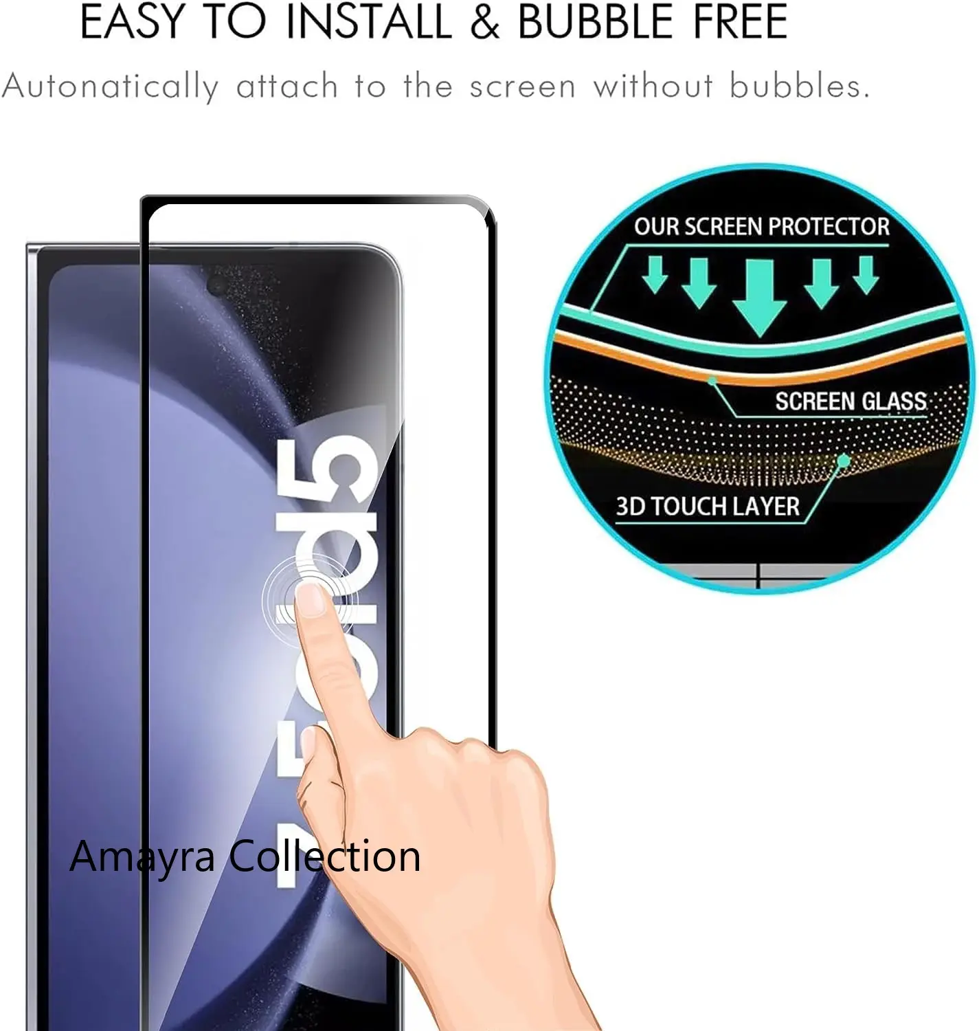 Picture of Samsung Galaxy Z Fold 5 5G / Samsung Galaxy Z Fold5 5G Tempered Glass Front Screen Protector Premium Screen Guard Protector,9H Hardness
