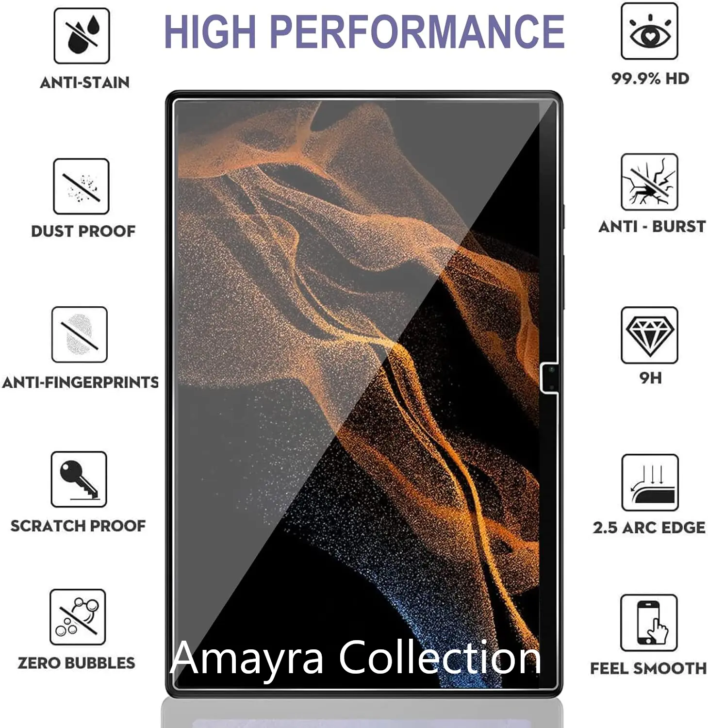 Picture of Samsung Galaxy Tab S8 Ultra 14.6 inches SM-X900, SM-X906, SM-X906B, SM-X906U, SM-X906N Clear Transparent Tempered Glass Film Screen Protector