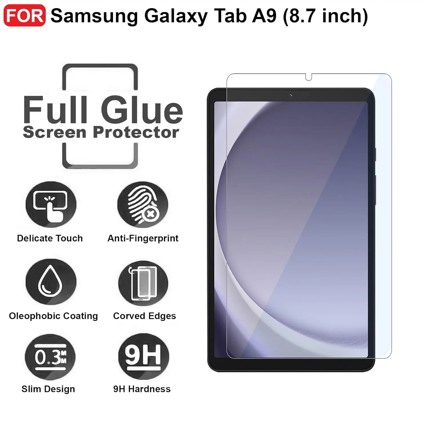 Picture of Samsung Galaxy Tab A9 8.7 inches SM-X110, SM-X115 Clear Transparent Tempered Glass Film Screen Protector