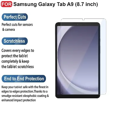 Picture of Samsung Galaxy Tab A9 8.7 inches SM-X110, SM-X115 Clear Transparent Tempered Glass Film Screen Protector